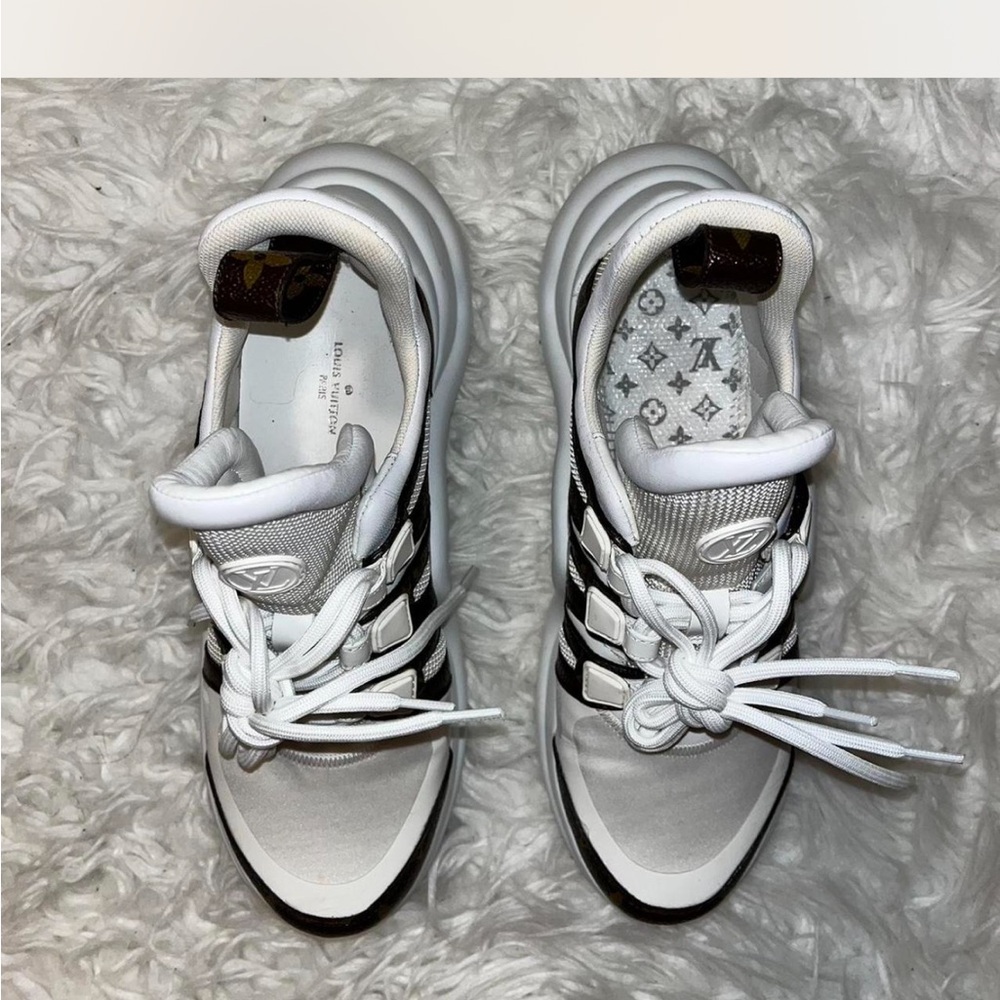 Louis Vuitton Women's White and Black Sneakers - Picture 6 of 8